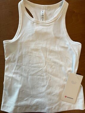 Lululemon White Align Waist Length Racerback Tank Size 6 NWT